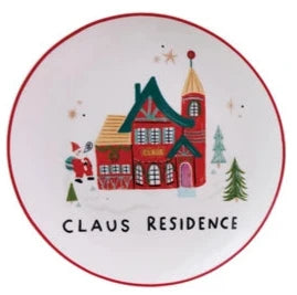 Stoneware Plate with North Pole Village Building