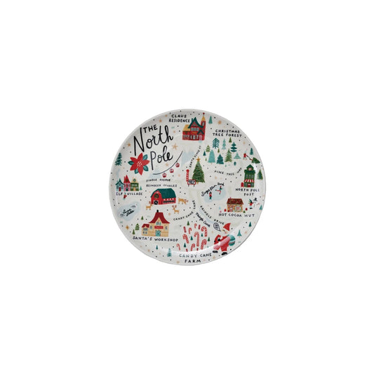 Stoneware Plate with North Pole Scene