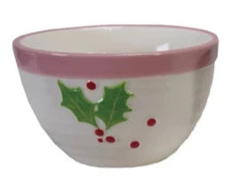 Stoneware Bowl With Holiday Word/Botanicals
