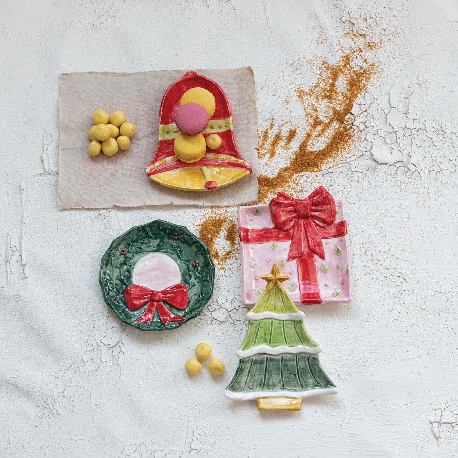 Hand-Painted Stoneware Holiday Icon Shaped Dish