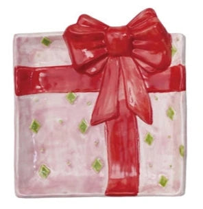 Hand-Painted Stoneware Holiday Icon Shaped Dish