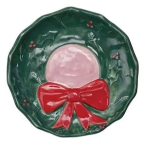 Hand-Painted Stoneware Holiday Icon Shaped Dish