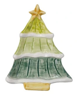 Hand-Painted Stoneware Holiday Icon Shaped Dish