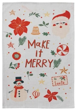 Printed Tea Towel with Holiday Pattern