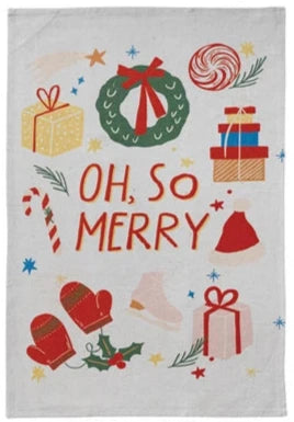 Printed Tea Towel with Holiday Pattern