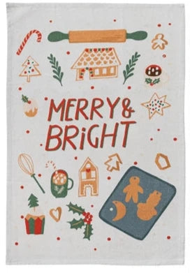 Printed Tea Towel with Holiday Pattern