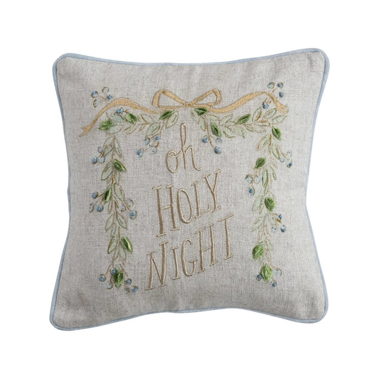 Square Cotton & Linen Printed Pillow with Velvet Back