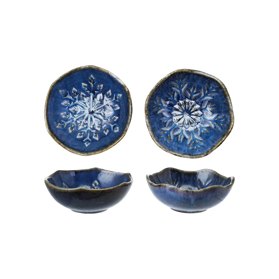 Debossed Stoneware Organic Shaped Bowl