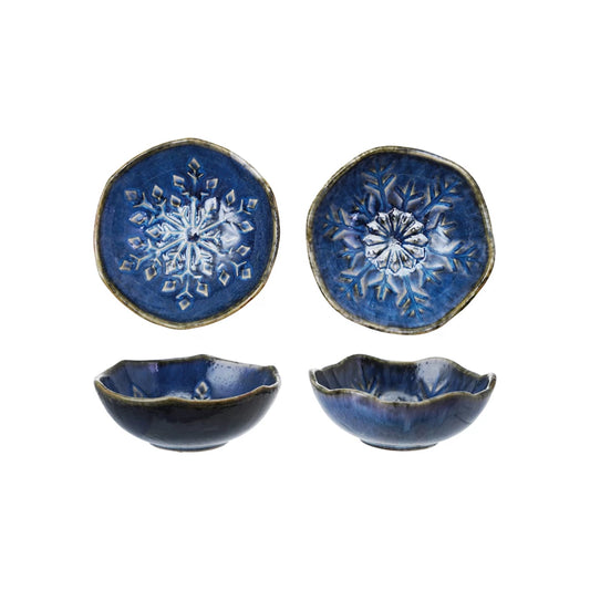 Debossed Stoneware Organic Shaped Bowl