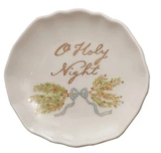 Stoneware Scalloped Plate with Gold Electroplating