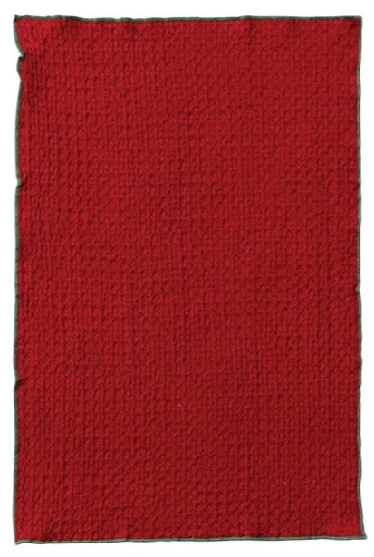 Cotton Waffle Weave Tea Towel with Colored Stitched Edge