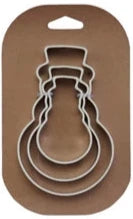 Stainless Steel Holiday Cookie Cutters On Card Snowman