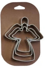Stainless Steel Holiday Cookie Cutters On Card Angel