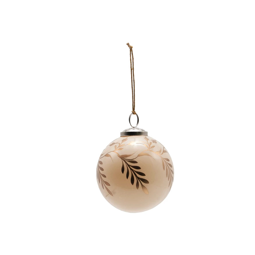Glass Ball Ornament with Vine Design