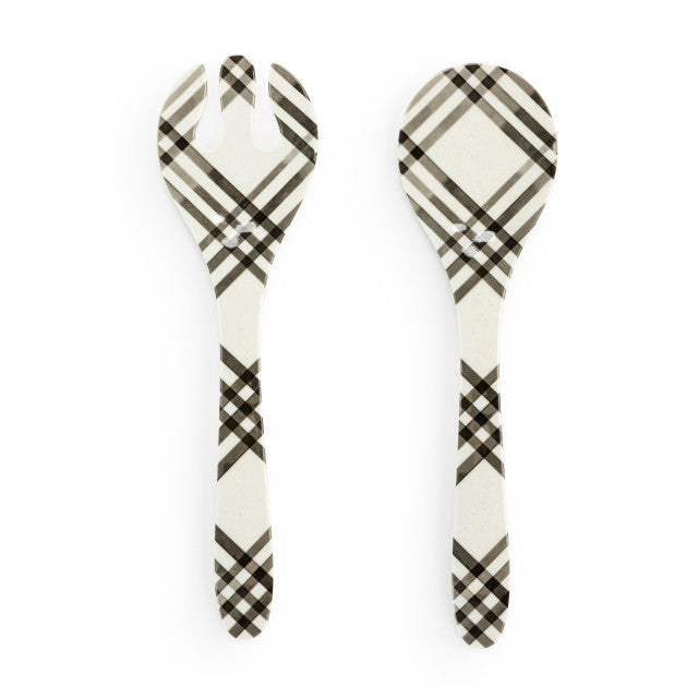 Black Plaid Melamine Serving Utensil Set