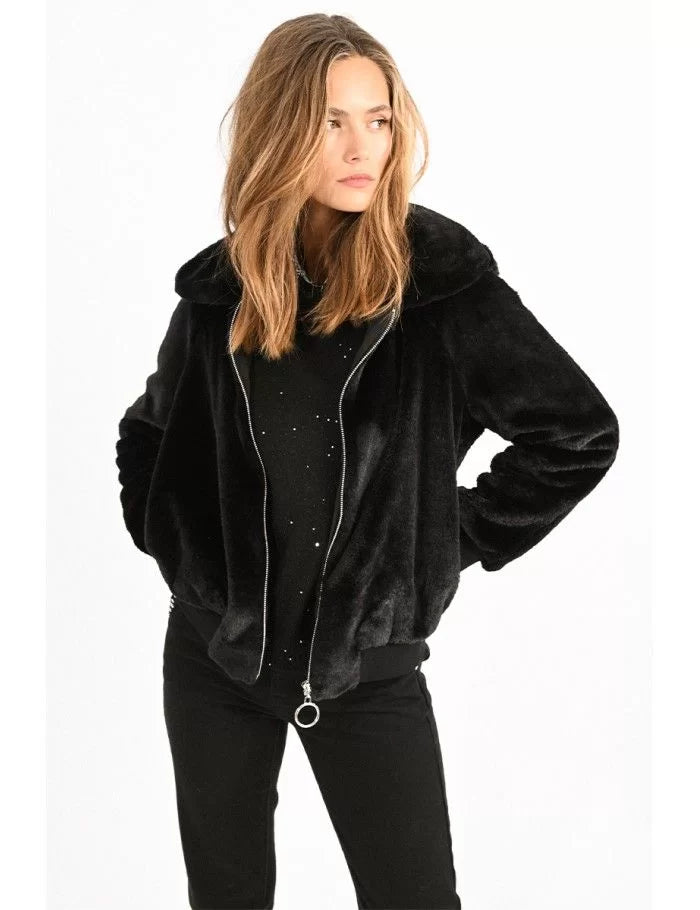 Molly Bracken Zipped Faux Fur Jacket