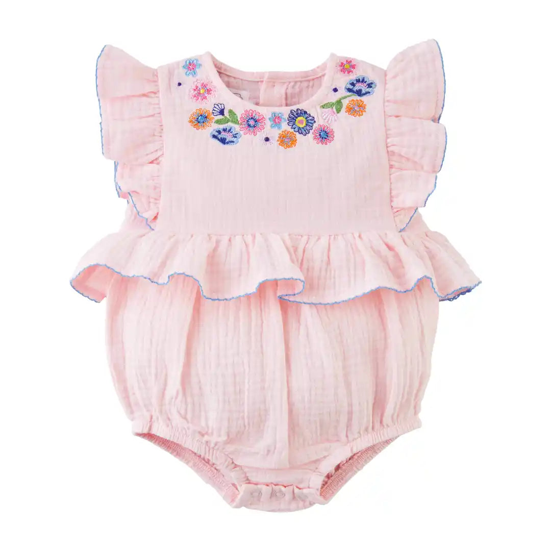 Pink Flower Baby Romper