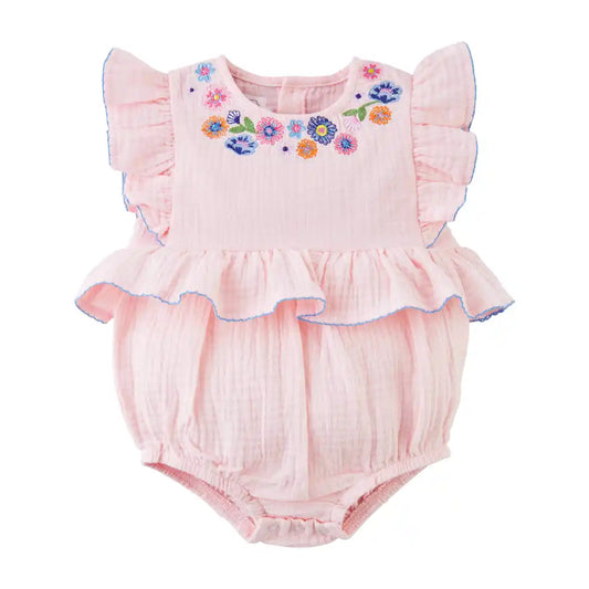 Pink Flower Baby Romper