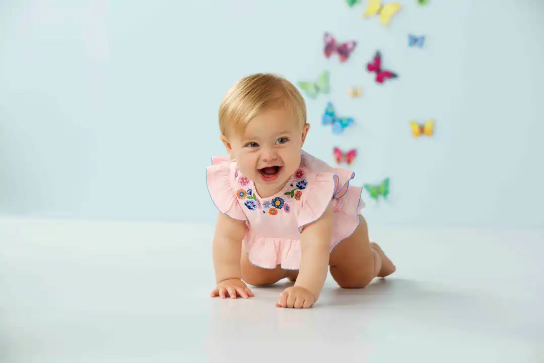 Pink Flower Baby Romper