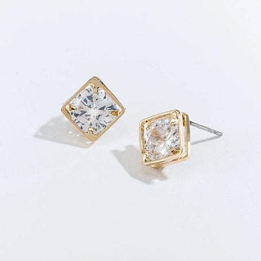 Dazzler Gold Cubic Zerconia Frame Earrrings