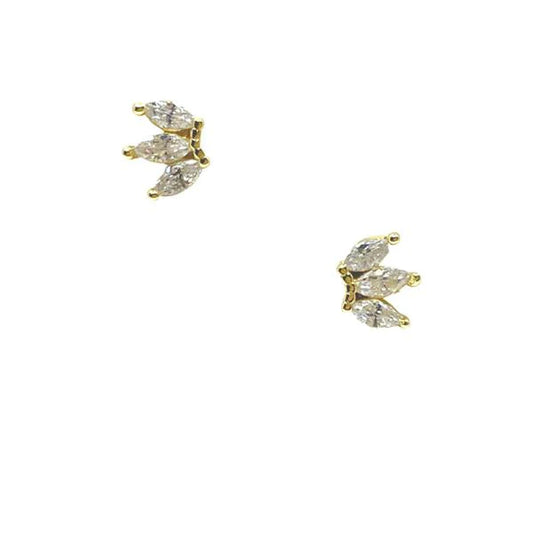 Tiny 3 CZ Post Earring: Gold Vermeil