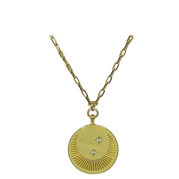 Athena Designs Moon & Star Medallion Necklace