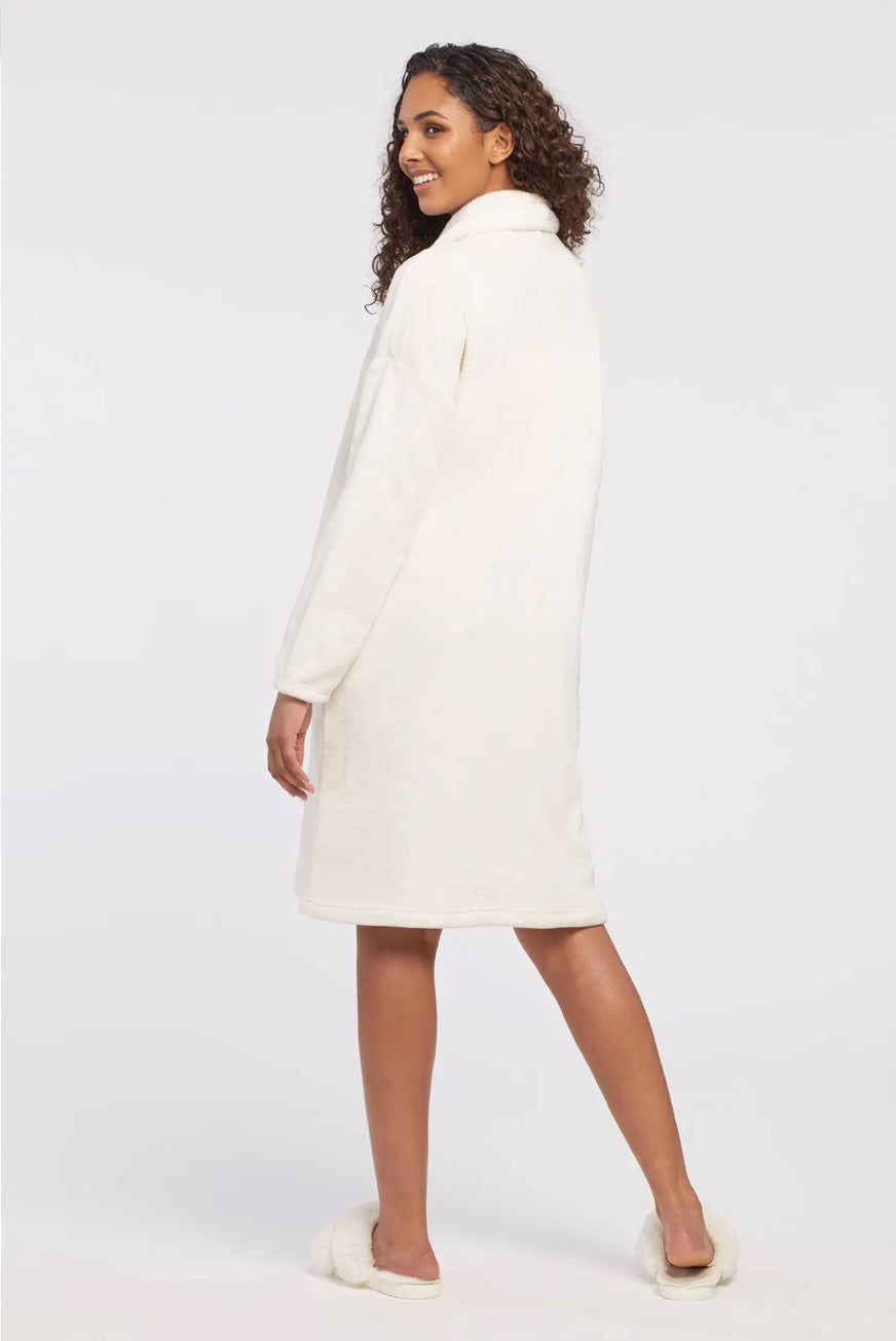 Tribal Long Sleeve Cowl Neck Sherpa Dress With Pockets