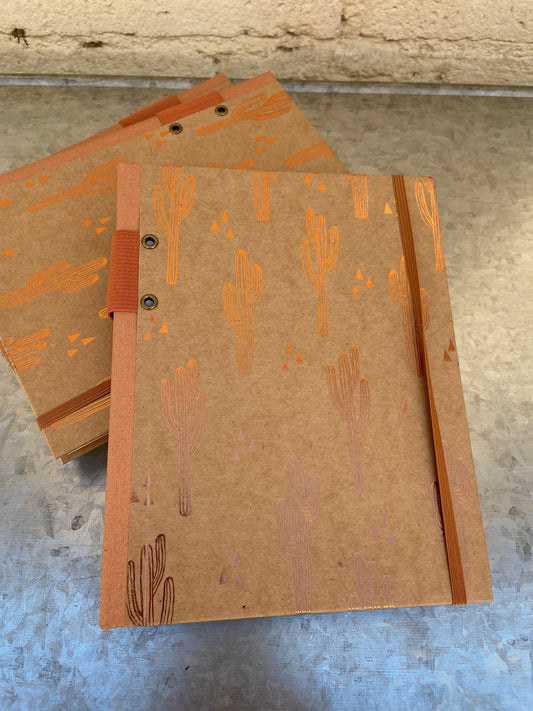 COLOR: SANDY BROWN 6.75" X 8.5" CHUNKY NOTE PAD ELASTIC CLOSURE PRINTED WITH SOY INKS ON ACID-FREE PAPER SOFT TOUCH COVER WITH ROSE GOLD FOIL STAMPING