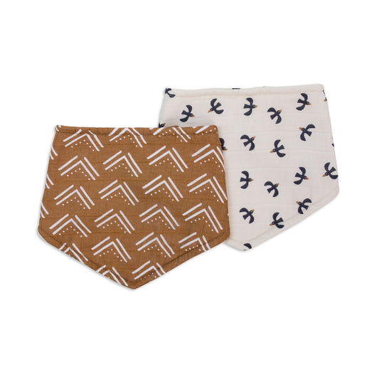 Lulujo Bandana Bibs – Mudcloth & Black Birds