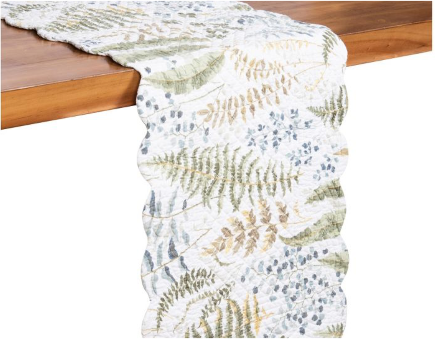 Cecil Quilted Reversible Botanical Fern Table Runner