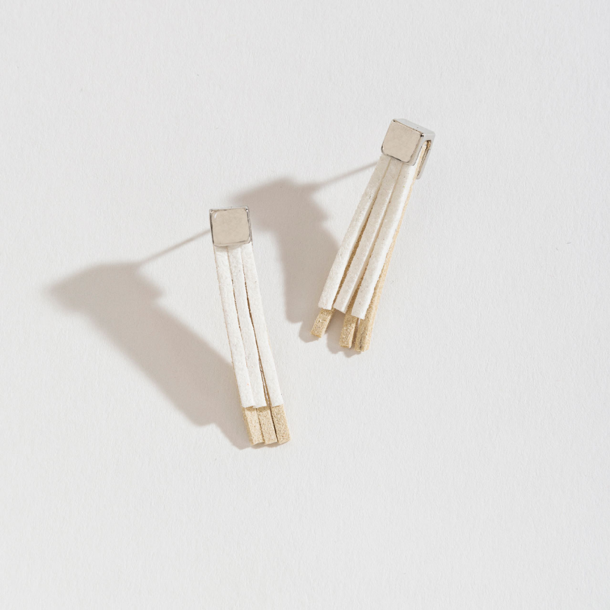Howards Faux Leather Fringe Earrings White