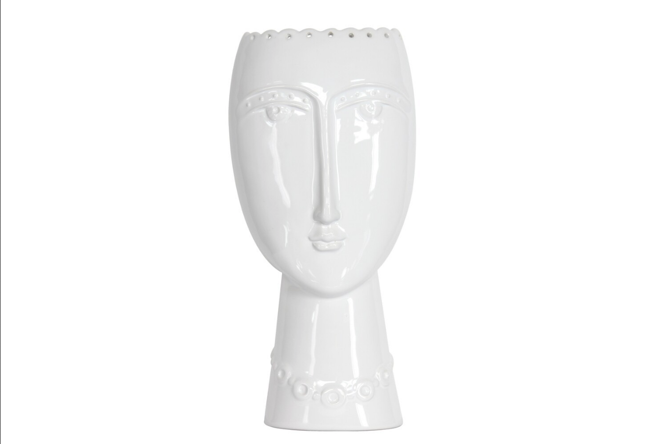 White Ceramic Lady Vase 