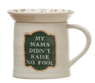 12 oz. Stoneware Mug w/ 4-1/4" Round Snack Plate Topper & Saying