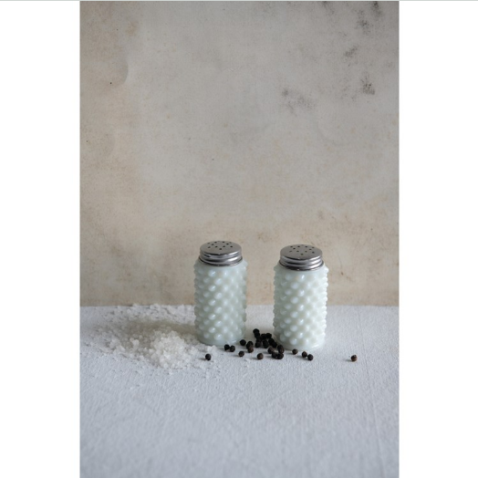 Milk Glass Hobnail Salt & Pepper Shakers