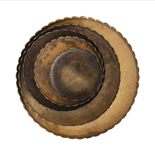 Decorative Metal Trays With Scalloped Edge