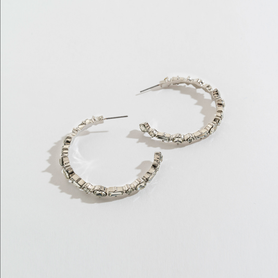 Gemstone Cluster Hoop Earring