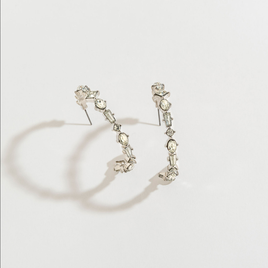 Gemstone Cluster Hoop Earring