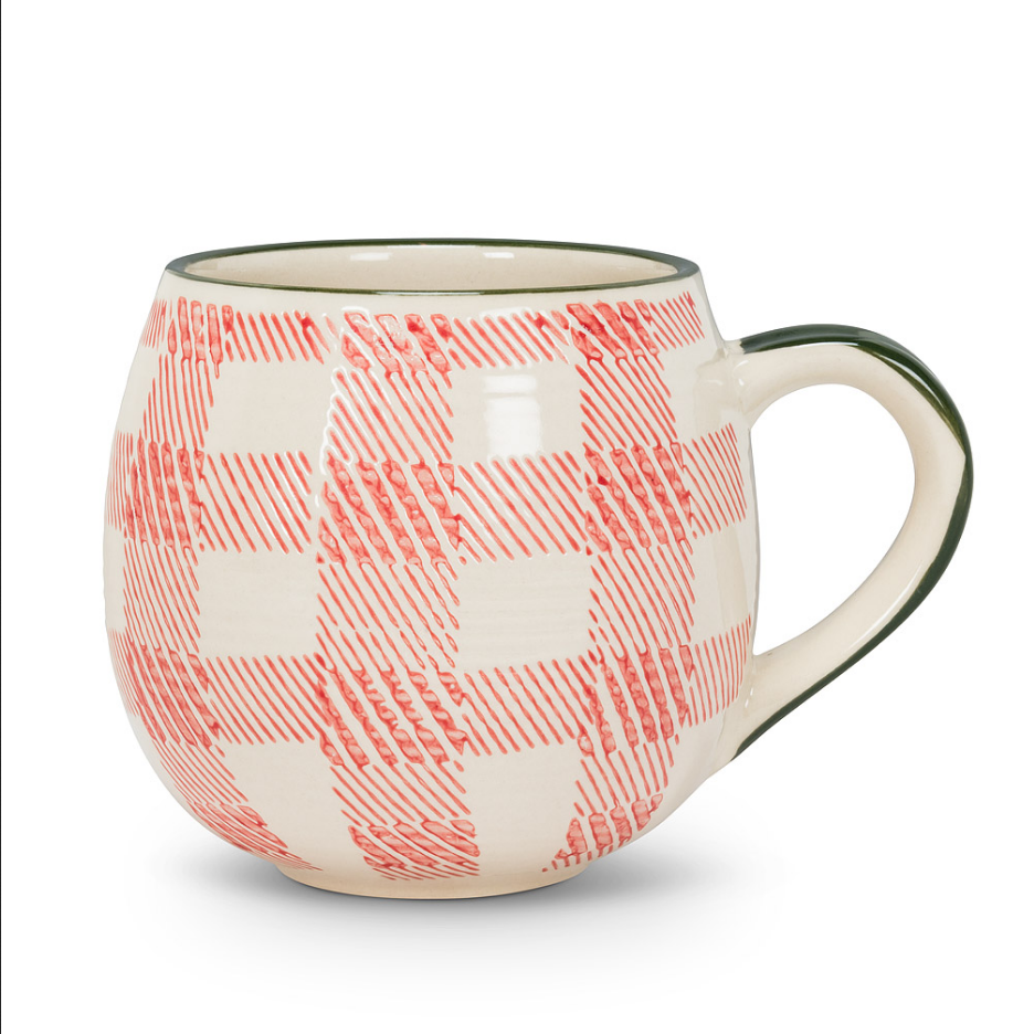 Red Plaid Ball Mug