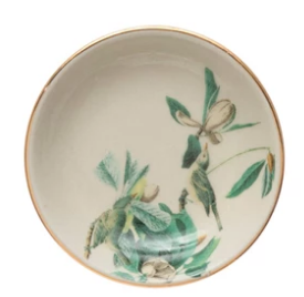 Plate with Vintage Reproduction Birds Image, 3 Styles