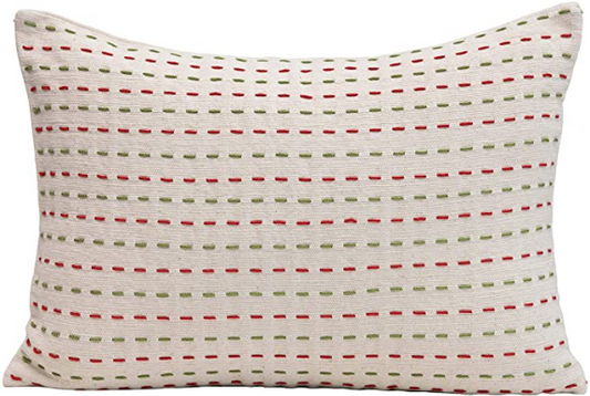 Rectangle Cotton Woven Kantha Stitch Pillow