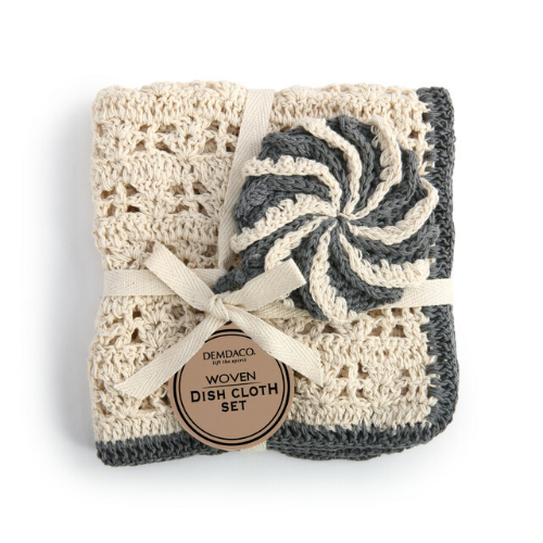 Black Woven Dish Cloth and Scrubber Set