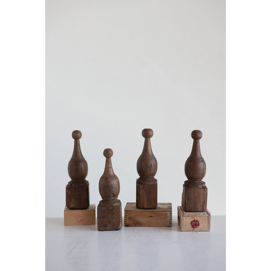 Hand-Carved Reclaimed Wood Finials