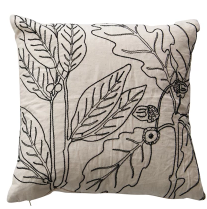Pillow with Botanical Embroidery