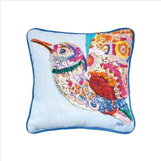 Colorful Hummingbird Pillow