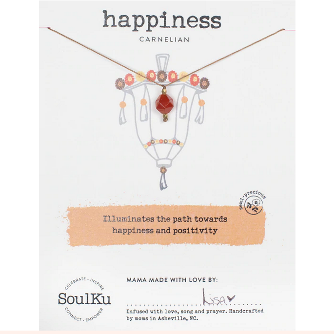 Soul Ku Happiness Carnelian Lantern Necklace