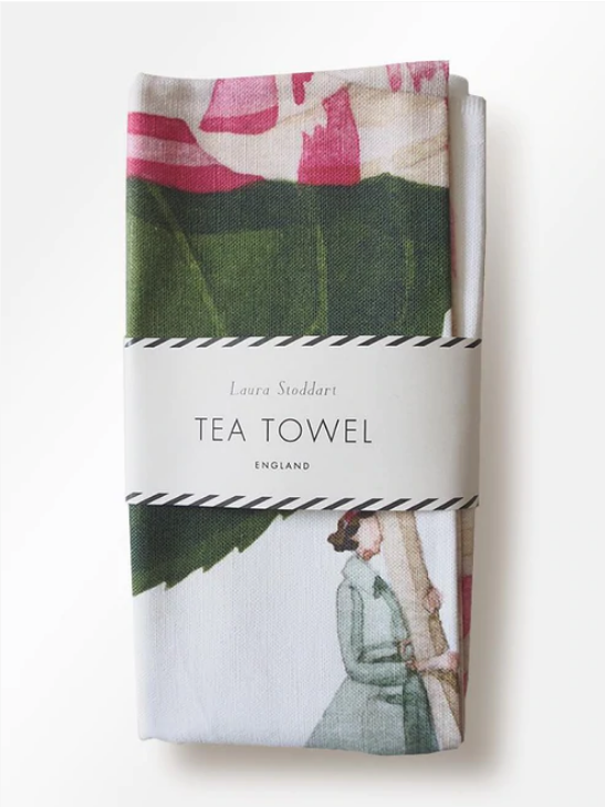 In Bloom Camellia Linen Tea Towel