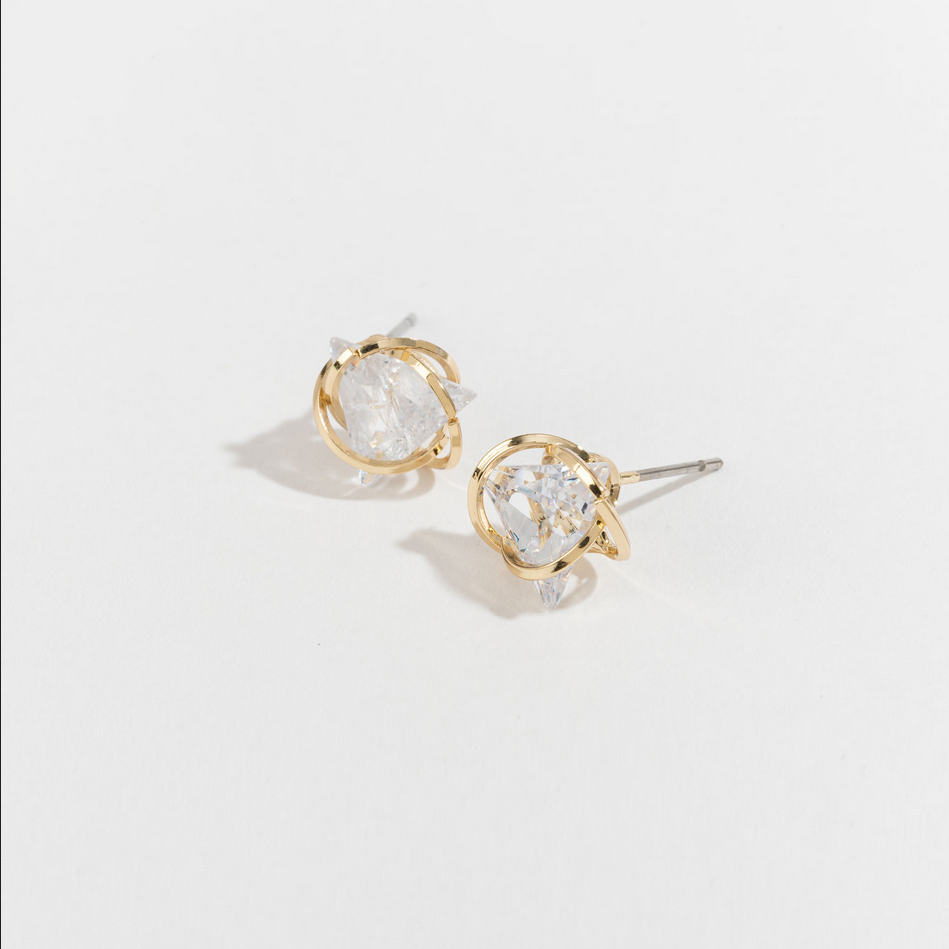 Dazzlers Cubic Zirconia Gold Triangular Post Earrings