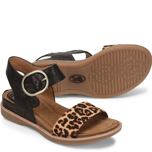 Soft Bali Black Leopard Tan Sandal