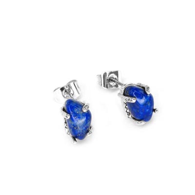 Lapis Lazuli and Silver Post Earrings