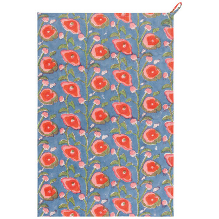 Tea Towel Block Print Poppy